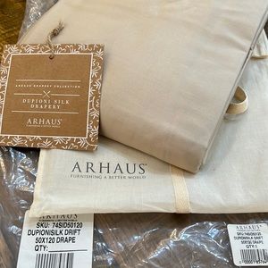 NWT, Arhaus Silk Drapery Panel 50x120 in Drift